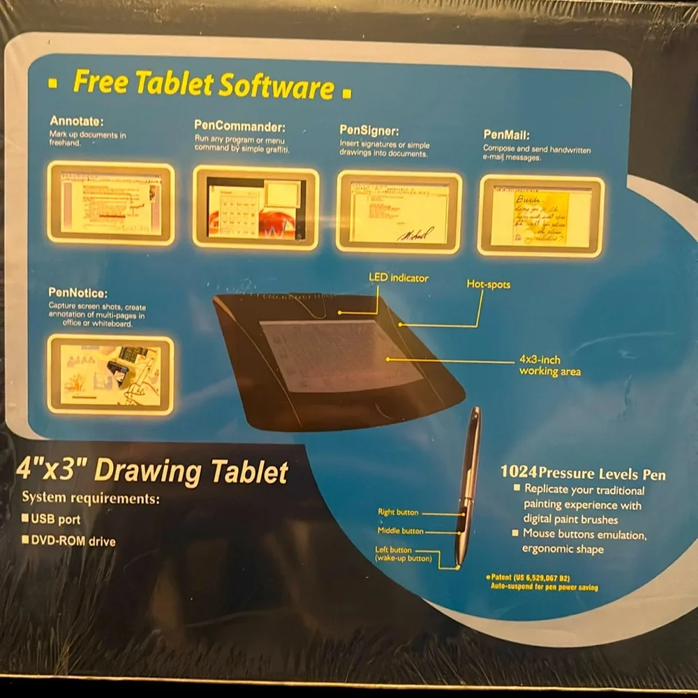 DigiPro | 4”x3” Drawing Tablet NIB | USB Port DVD-ROM Drive Free Tablet Software